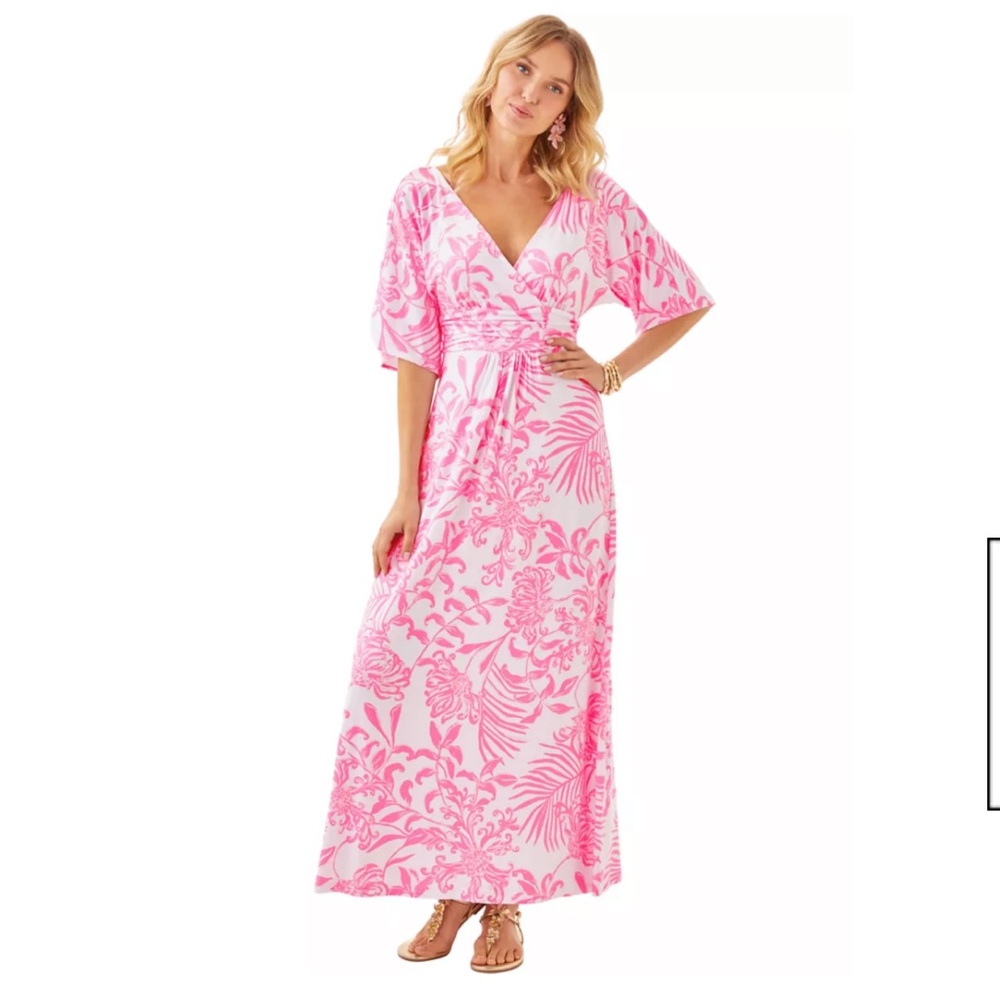 NWT: Lilly Pulitzer Parigi Maxi Dress, Rousseau Pink Glisten In The Sun, Large